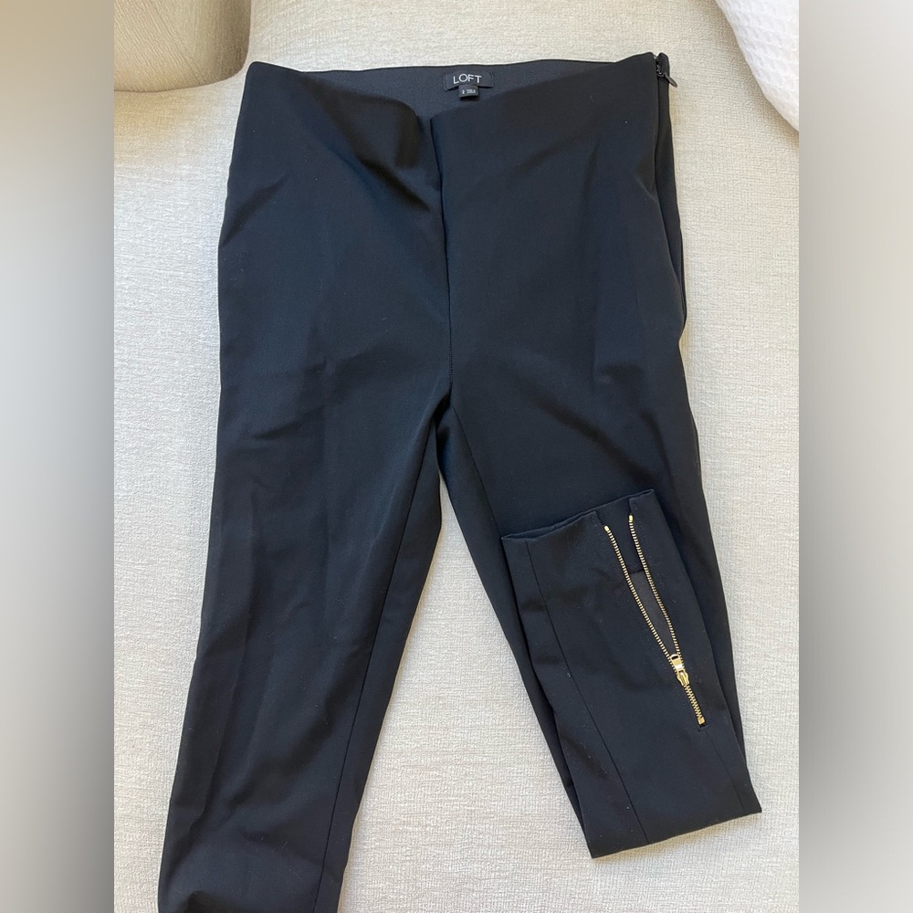 Loft Size 2 Black Work Pants with Zipper Detailing